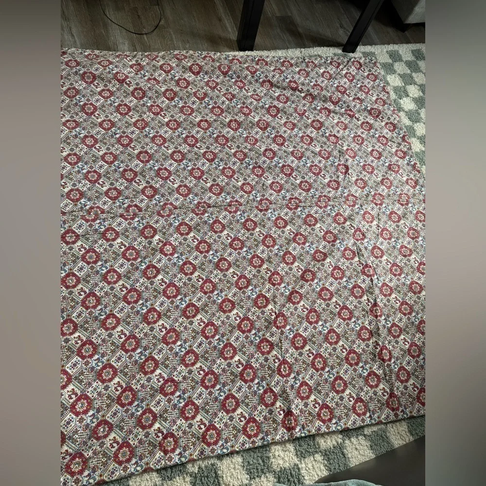 VTG Quilt Blanket Paisley Pattern Blanket Multi Color Boho Hippie Blanket Large